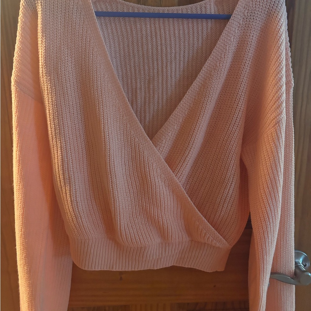 Peach V-Neck Women's Sweater